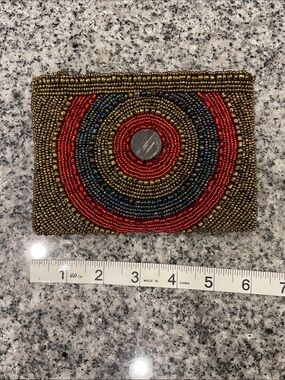 Beaded Multicolor coin purse- Unknown Brand